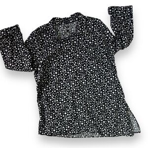 🌺So Cute New Directions Geometric Black & White Ladies Asymmetrical Tunic Blouse